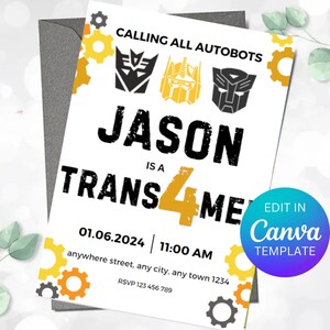 Transformers Birthday Invitation | Customizable and Printable Template ...