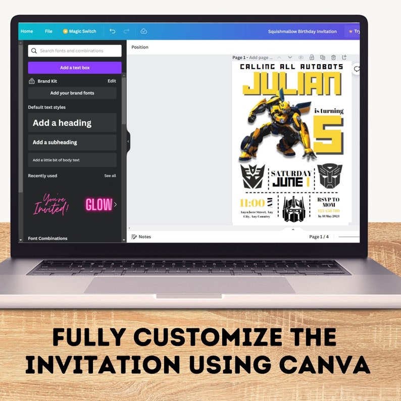 Transformers Birthday Invitation | Customizable and Printable Template ...