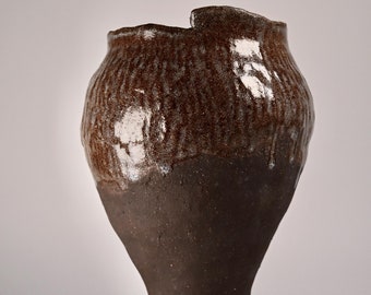 Originele keramische vaas - Zwart steengoed