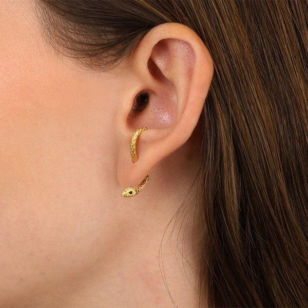 Snake Ear Jacket Earrings - Snake Earrings - Serpent Earrings - Edgy Earrings - Grunge Jewelry - Animal Earrings - Gift For Her