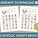 Printable Catholic Saints BINGO All Saints' Day Party Game, CCD ...