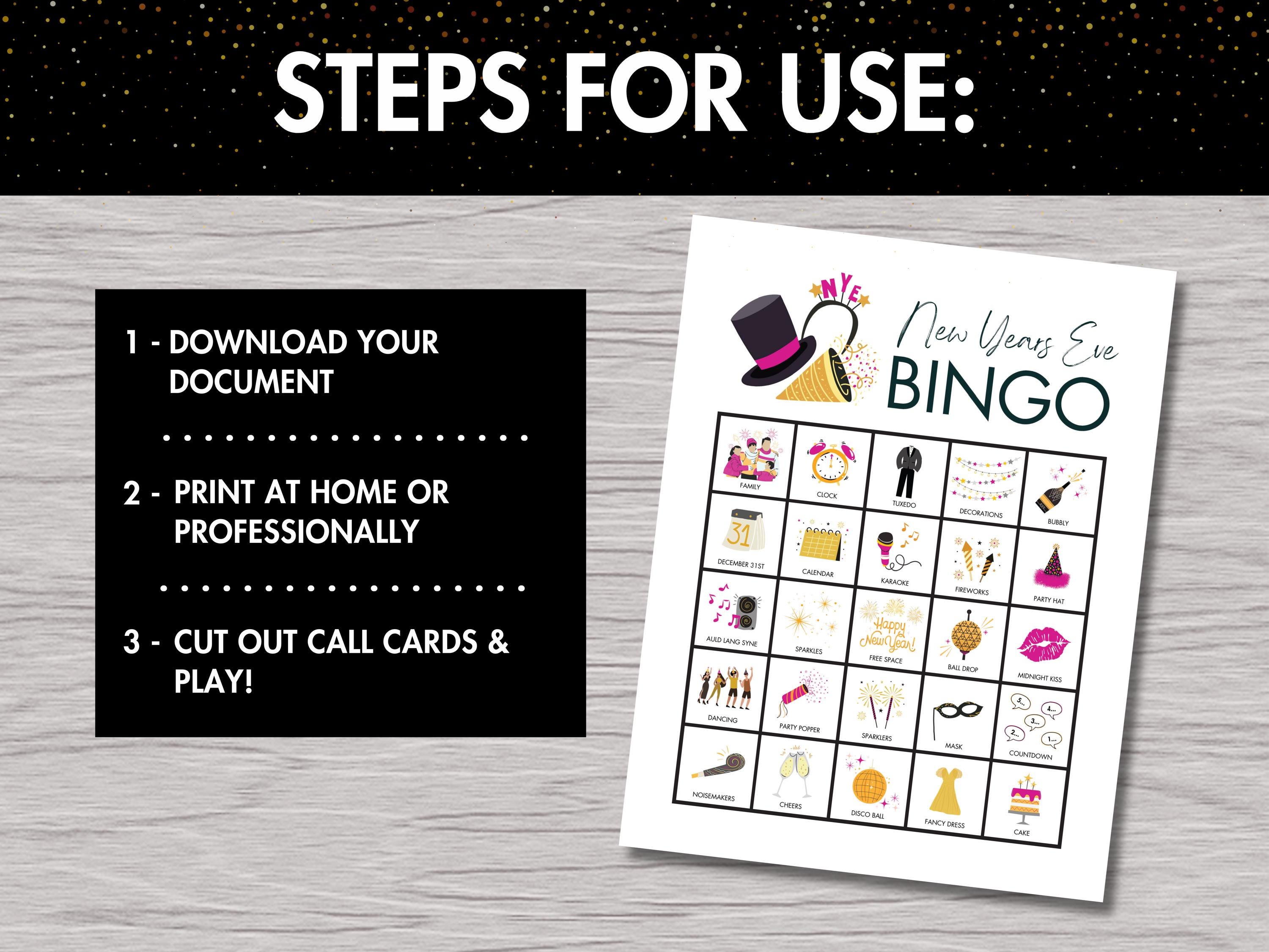 New Years Eve Bingo Game: 50 Printable Cards (digital Download) - Etsy