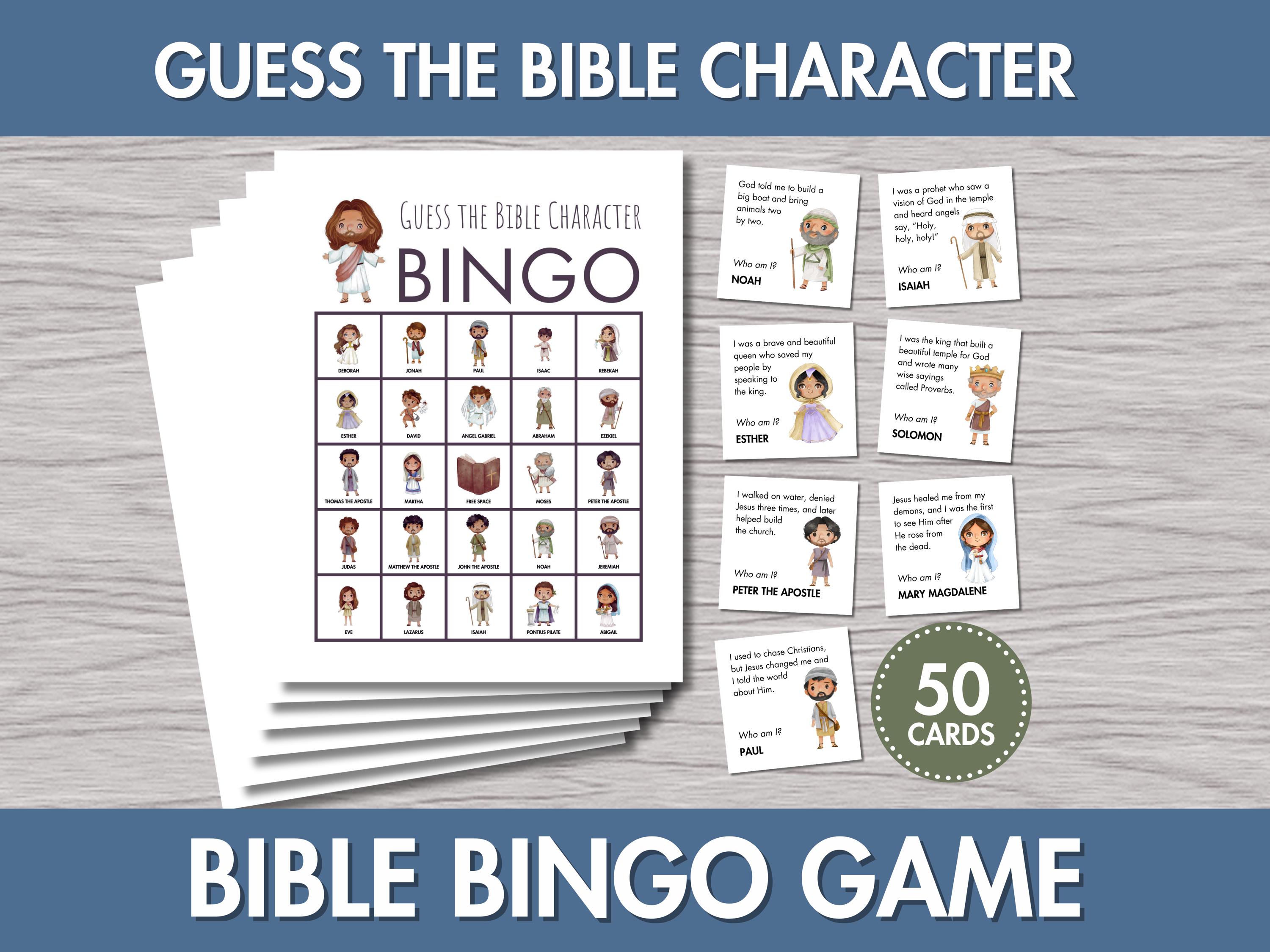 Guess the Bible Character BINGO | Christian Religious Game, Bible Learning Activity, Instant Download, Classroom Activity, Sunday School