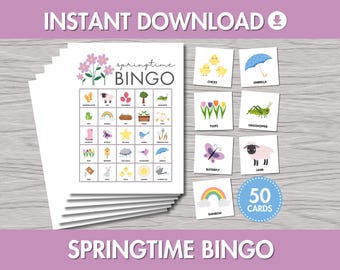 Frühlings Bingo Spiel: Kinder Party Aktivität (Digitaler Download)