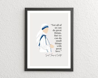 Printable Saint Mother Teresa Quote Poster | Catholic Saints Art, Religious Classroom Decor, Modern Minimalist Design, Instant Download