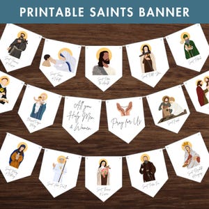 Banner de santos católicos imprimible / Fiesta del Día de Todos los Santos, CCD, Decoración religiosa para aulas, Diseño minimalista moderno, Descarga instantánea DIY