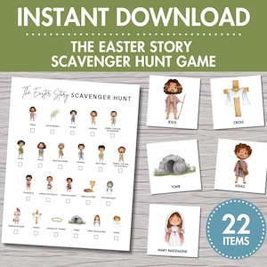 Printable Easter Story Scavenger Hunt | Bible Game, Christian Religious Classroom Activity, Modern Minimalist Design, DIY Game, Resurrection