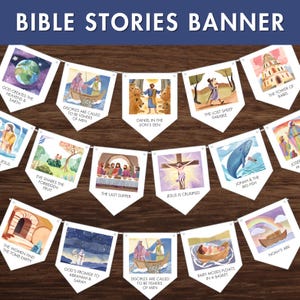 Printable Bible Stories Banner | Sunday School, Religious Classroom Decor, Modern Minimalist Design, Instant Download DIY