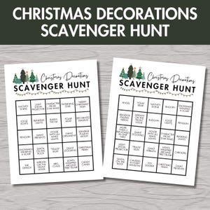Búsqueda del tesoro de adornos navideños imprimibles / Descarga instantánea, Actividad para fiestas navideñas, Juego festivo, 50 tarjetas de bingo
