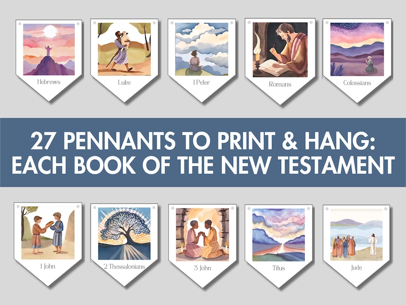 New Testament Books of the Bible Banner: Watercolor Sunday School Decor ...