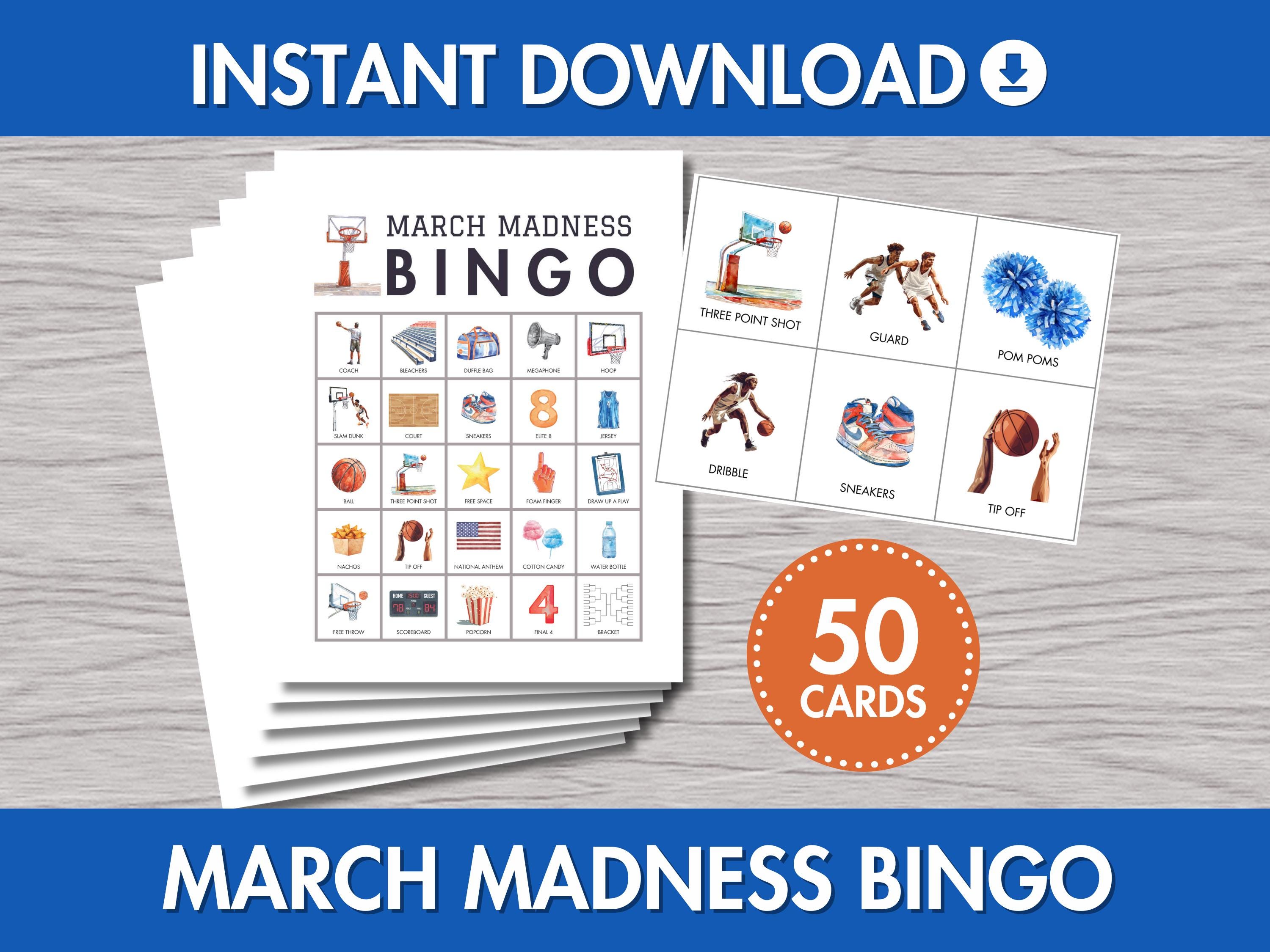 Printable March Madness BINGO | Kids Basketball Party Game, Instant Download, Classroom Activity, Sports-Themed, Modern Watercolor Design