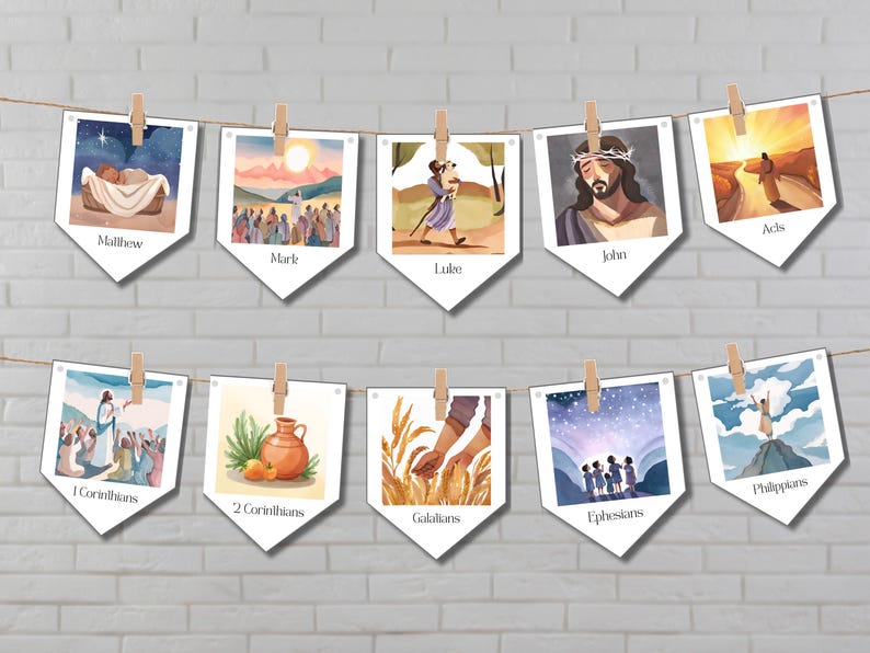 New Testament Books of the Bible Banner: Watercolor Sunday School Decor ...