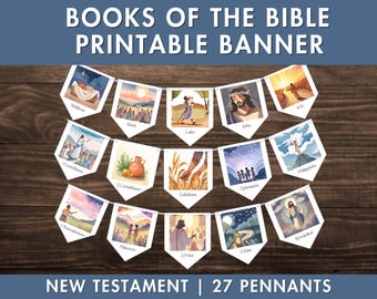 New Testament Books of the Bible Banner: Watercolor Sunday School Decor (PDF Download