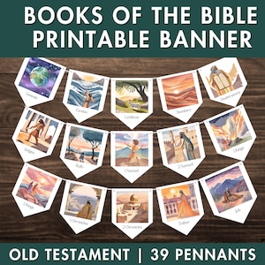 Printable Books of the Bible Old Testament Banner | Sunday School, Religious Classroom Decor, Modern Watercolor Design, Instant Download DIY