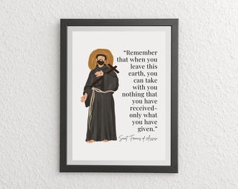 Printable Saint Francis of Assisi Quote Poster | Catholic Saints Art, Religious Classroom Decor, Modern Minimalist Design, Instant Download