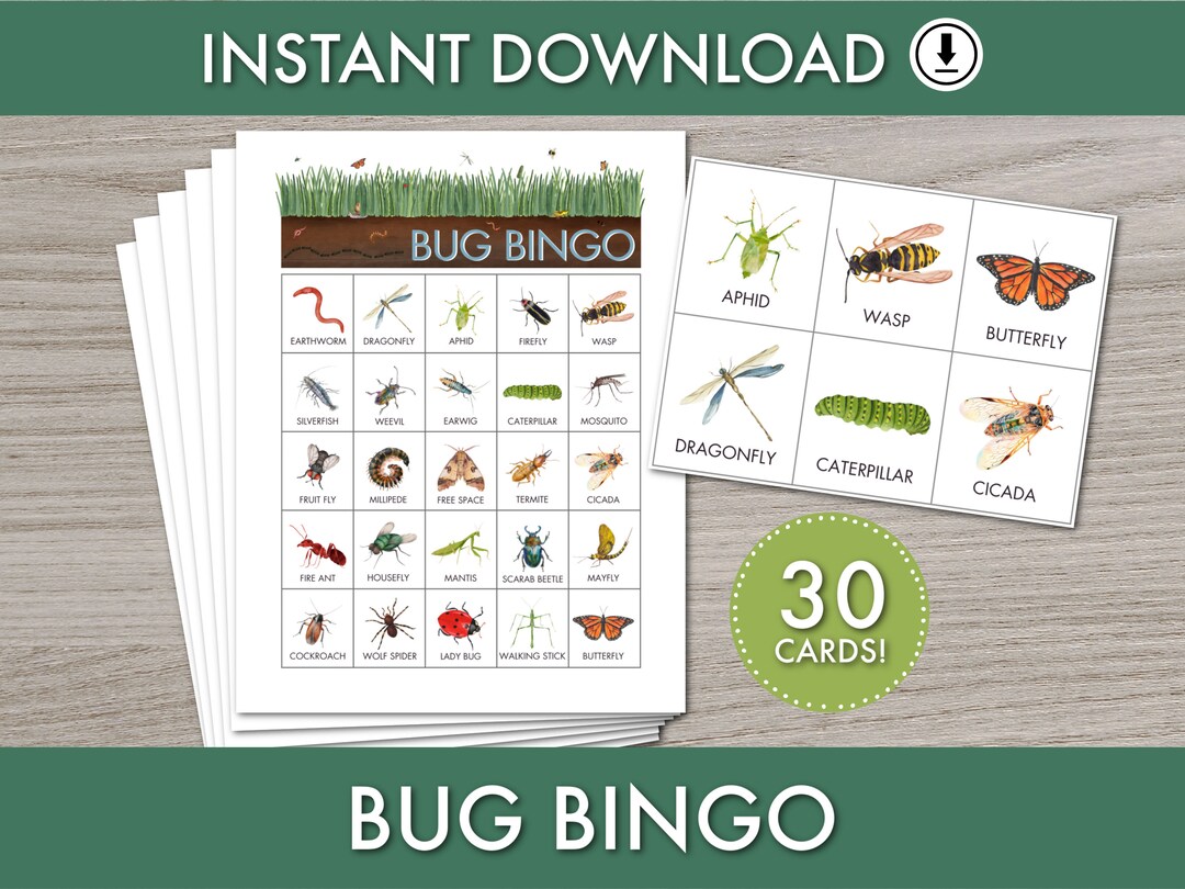 Printable Bug Bingo | Kids Insect-themed Party Game, Instant Download ...