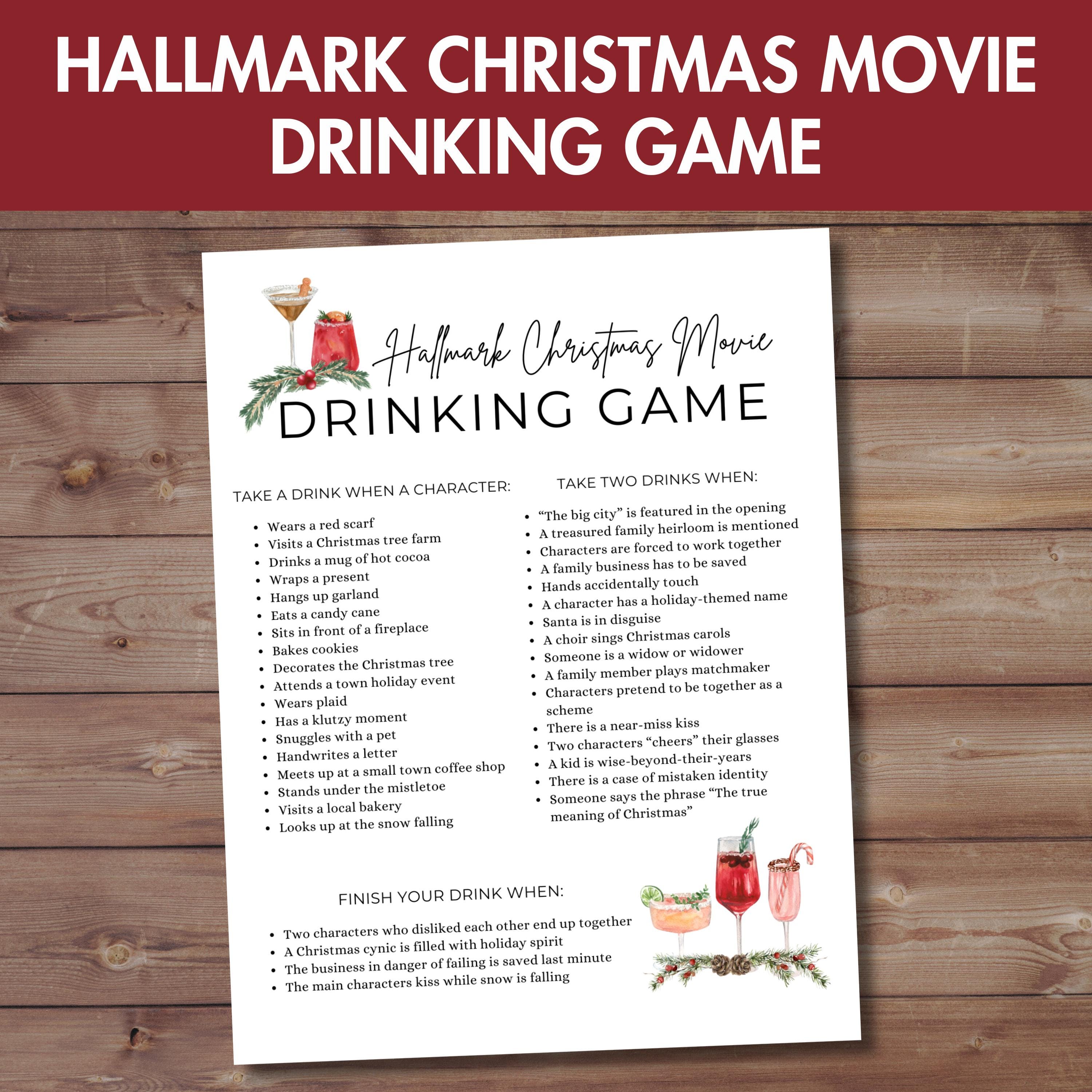 printable hallmark christmas movie drinking game (pdf download) - etsy