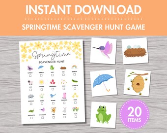 Spring Scavenger Hunt Game: 20 Item Checklist (Digital Download)