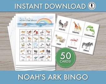 Two by Two! Noah&#39;s Ark Bingo Game | Christian Religious Bingo, Party Game, Instant Download, Classroom Activity, Vacation Bible School