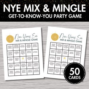 "Mix & Mingle ""Finde jemanden wer"" Spiel | Silvester Party Spiel, Instant Download, Erwachsener Silvester Urlaub Mixer Eisbrecher Aktivität, 50 Karten,