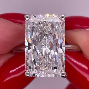 10 Carat Radiant Diamond Ring Lab Grown Diamond Engagement Ring IGI Certified E color VS1 clarity 14/18k White gold Solitaire Wedding ring