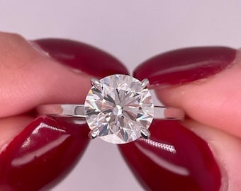 1,80 karaat natuurlijke diamanten verlovingsring: 14k witgoud solitaire, F-kleur VS1