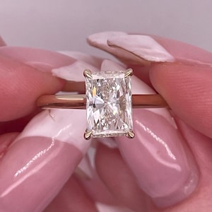 2 Carat Radiant Lab Grown Diamond Engagement Ring, 14k Yellow Gold