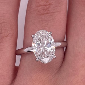 3 Carat Oval Diamond Ring Lab Grown Diamond cvd IGI Certified E\VS1 , Oval Engagement Ring , Oval Solitaire Ring 14k gold