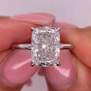 4 Carat Lab Grown Diamond Engagement Ring: 14k White Gold Hidden Halo