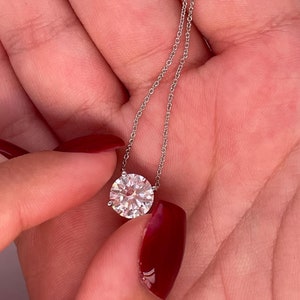 1.50 Carat Natural Diamond Solitaire Pendant - 14k White Gold Necklace