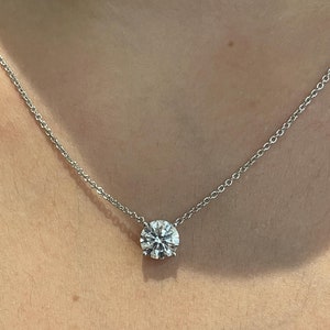 2 Carat Lab Grown Diamond Solitaire Pendant: 14k Gold Necklace, E/VS1, IGI Certified