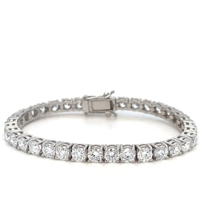 13 Carat Lab Grown Diamond Tennis Bracelet: 14K White Gold, D VVS2