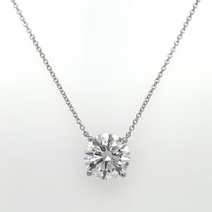 Collana con diamanti da 3 carati, ciondolo con diamante coltivato in laboratorio, certificato IGI, colore E, purezza VS1, diamante solitario taglio rotondo, oro bianco 14k