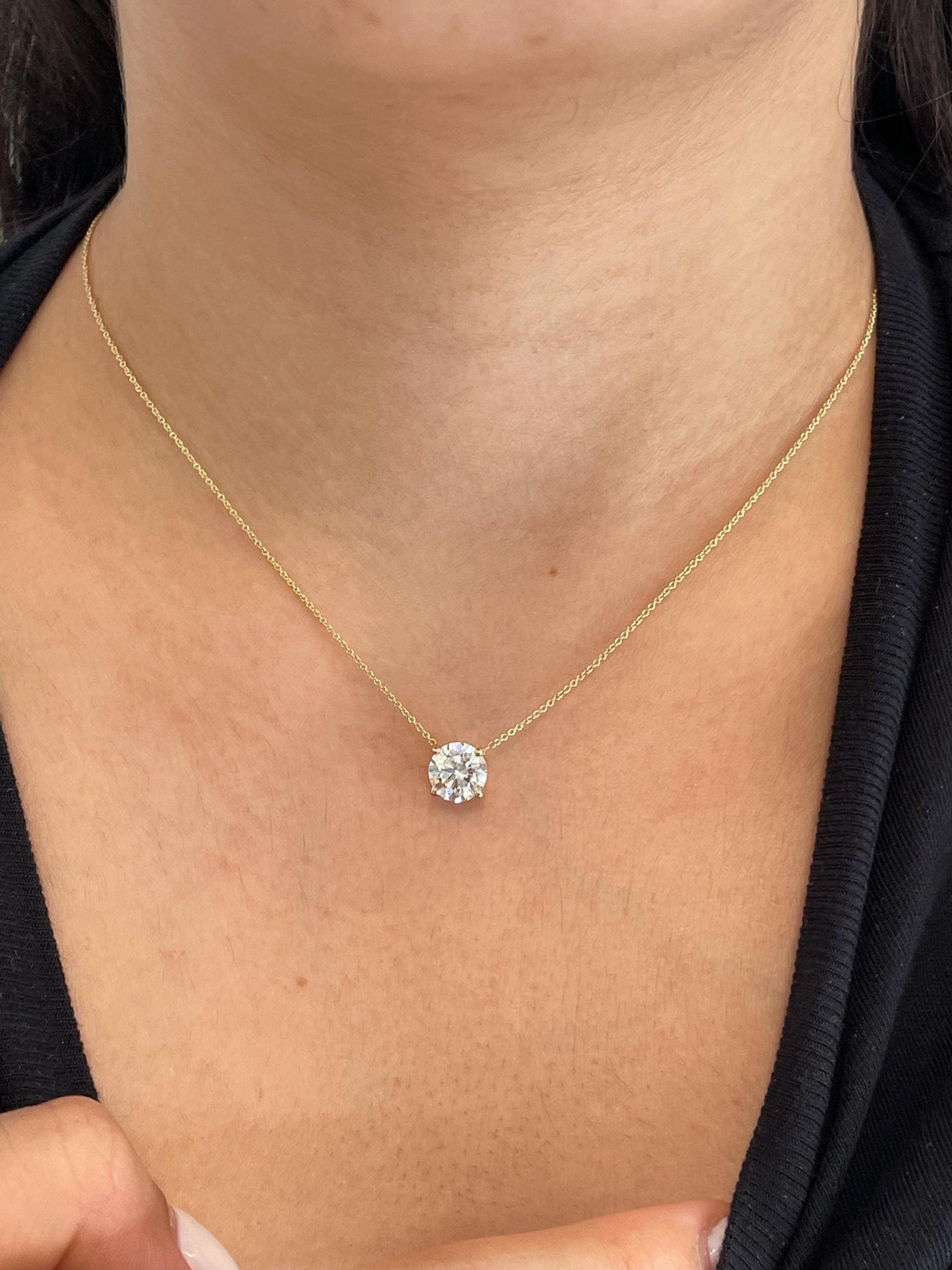 2 Carat Diamond Necklace Lab Grown Diamond Pendant Round Cut Diamond Solitaire pendant 14k gold diamond on chain d color vvs2 clarity