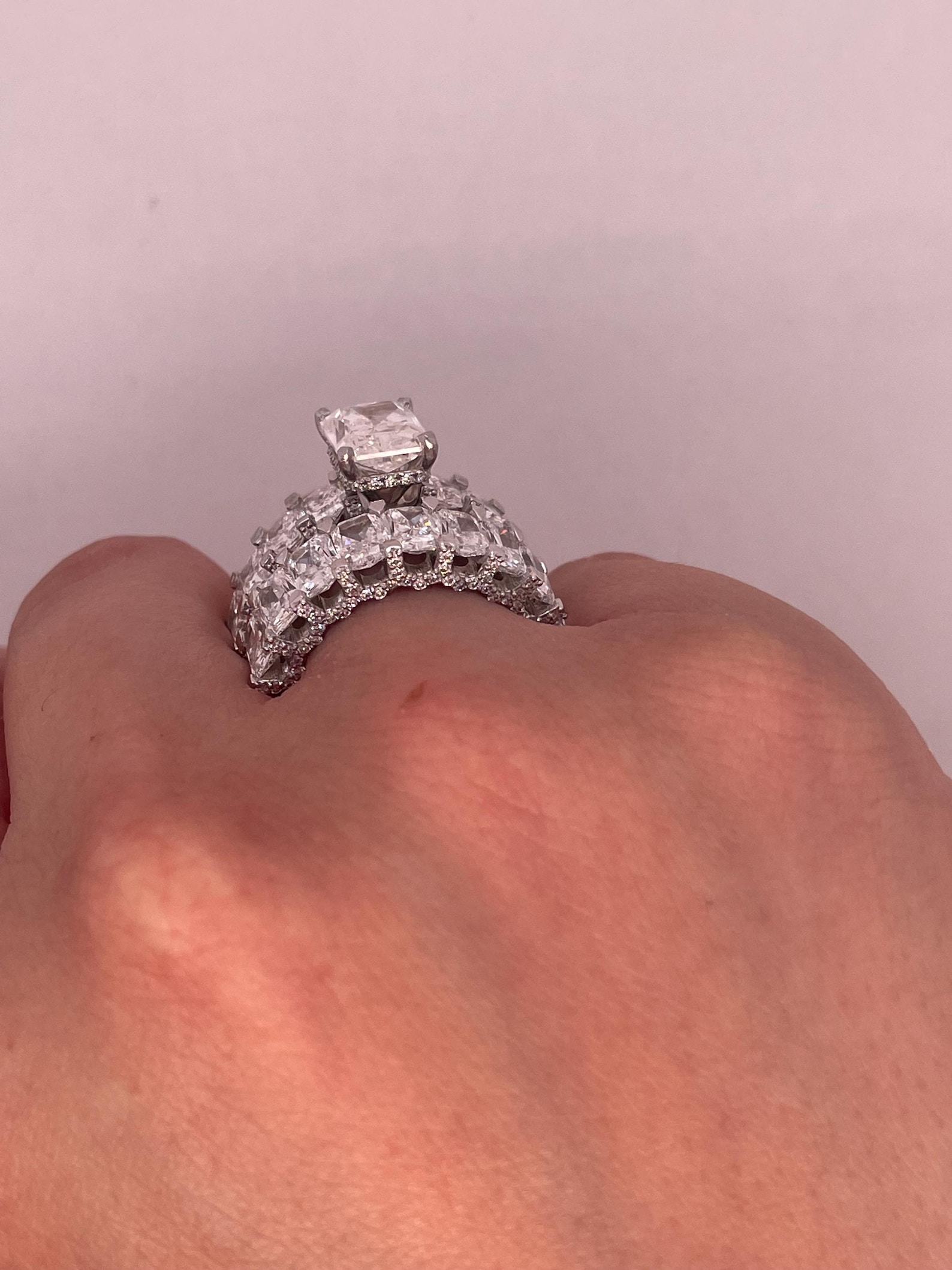 7 Carat Radiant Lab Grown Diamond Ring Set: 14k Gold Wedding Band - Etsy