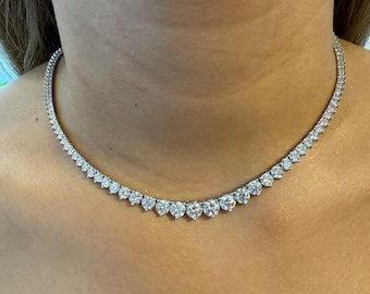 17 Carat diamond tennis necklace Lab grown diamonds e color vvs clarity ,Graduated Tennis Necklace 14k white , yellow, rose gold
