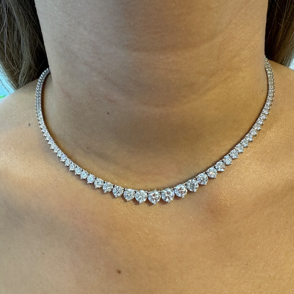 Graduated Diamond Chain Graduated Lab Diamond Necklace - Etsy