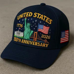 US 250th Anniversary Embroidery Cap, Patriotic 1776-2026 Hat, American Flag Baseball Cap, Veteran Gift, Independence Day Baseball Hat