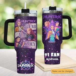 Kpop Huntrix Tumbler personnalisé 40Oz, Kpop Huntrix Drinkware, Kpop Demon Hunters Tumbler, Huntrix Tumbler, Huntrix Mira Rumi Zoey Fan Merc