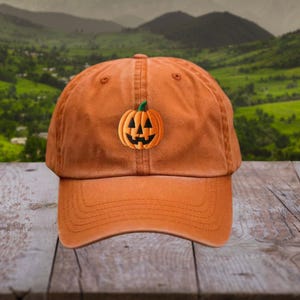 Halloween Pumpkin Embroidery Hat, Cute Jack O Lantern Hat, Spooky Season Hat, Fall Cap, Autumn Embroidered Hat, Trick Or Treat Hat