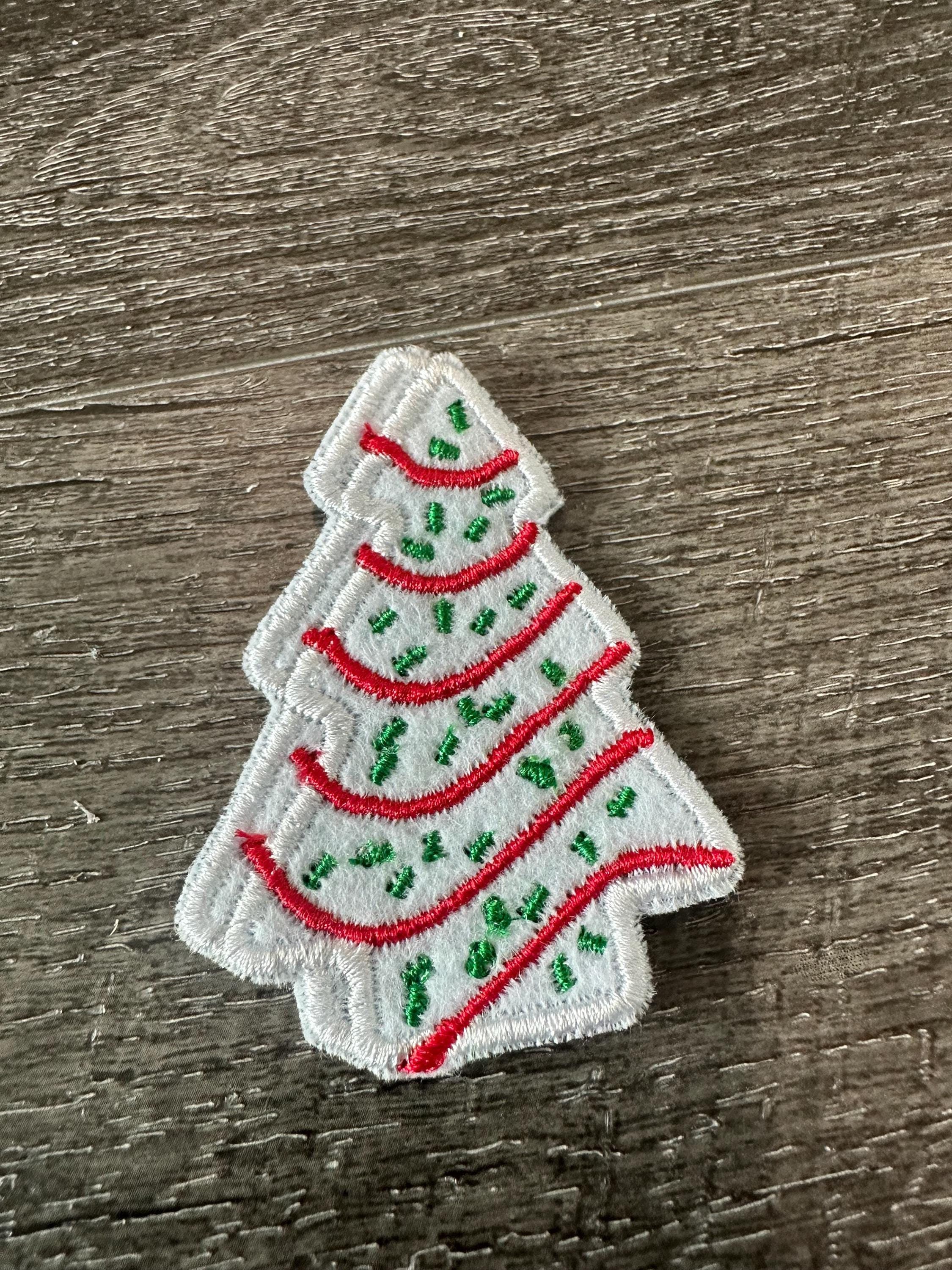 Toppa ricamata con torta ad albero di Natale da stirare