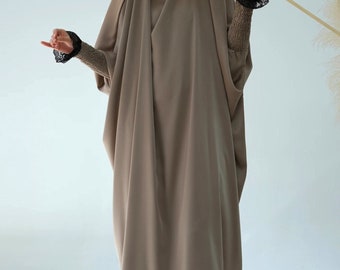 Jilbab mit Spitzenärmeln, Abaya, Abaya für Frauen, Abaya-Set, Abayas, Eid-Kleid, Geschenke gemacht, bescheidenes Kleid, muslimisches Gebetskleid