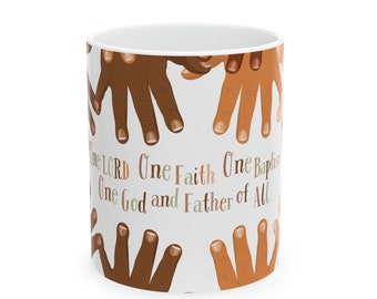 Christian Coffee Mug: One Lord, One Faith, One Baptism | Christian Gifts | Christian Teacher Gift | Pastors Gift | Scripture Cup | Bible Mug