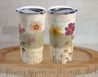 Christian Tumbler Cottage Core Vintage-look | Flower Garden | Gifts for Mom | Drink Tumbler | Christian Gifts Travel Tumbler | Metal Tumbler