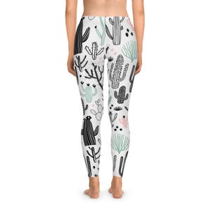 Boho Cactus Print Leggings: Athleisure Yoga Pants