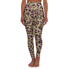 Animal Print Yoga Leggings, Gift for Her, High Waisted Workout Pants, Women&#39;s Activewear, Leopard Print Leggings, Fitness Leggings