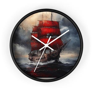 Sailing Ship Wall Clock - Nautical Home Decor, Unique Gift for Sailors, Vintage Style Timepiece, Maritime Art for Living Room
