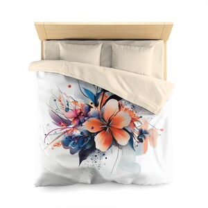 Floral Microfiber Duvet Cover, Lightweight Bedding, Home Decor, Spring Vibes, Gift for Her, Elegant Bedroom Accent