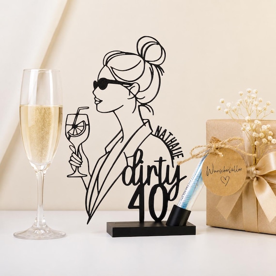 Geldgeschenk zum 40. Geburtstag für Frauen mit Name und Alter personalisiert, 3D-Aufsteller als Geburtstagsgeschenk für Frauen