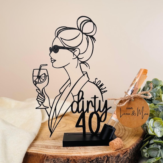 Personalisiertes Geldgeschenk zum 40. Geburtstag mit Name und Alter, Geburtstagsgeschenk für Frauen, 3D-Aufsteller als Geldgeschenk